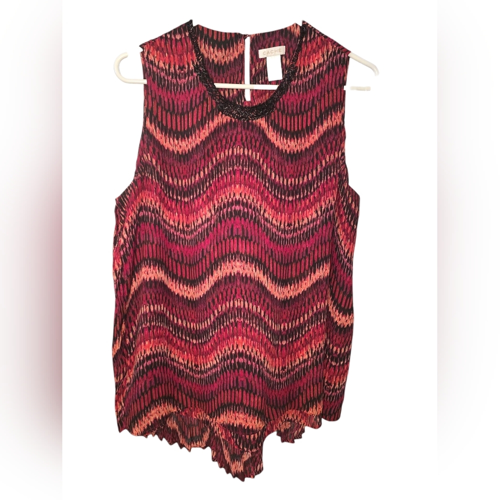 Cache Graphic Red and Black Sleeveless Tank Top